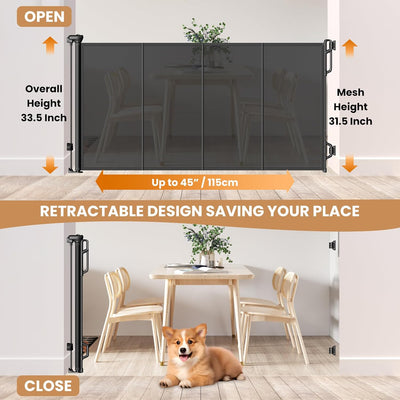Puerta retráctil reforzada para bebés y mascotas 33.5pulg