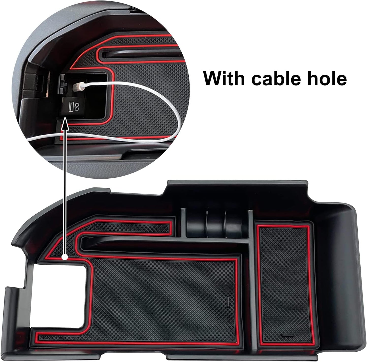 Bandeja consola central Camry XLE/XSE 18-23 USB rojo