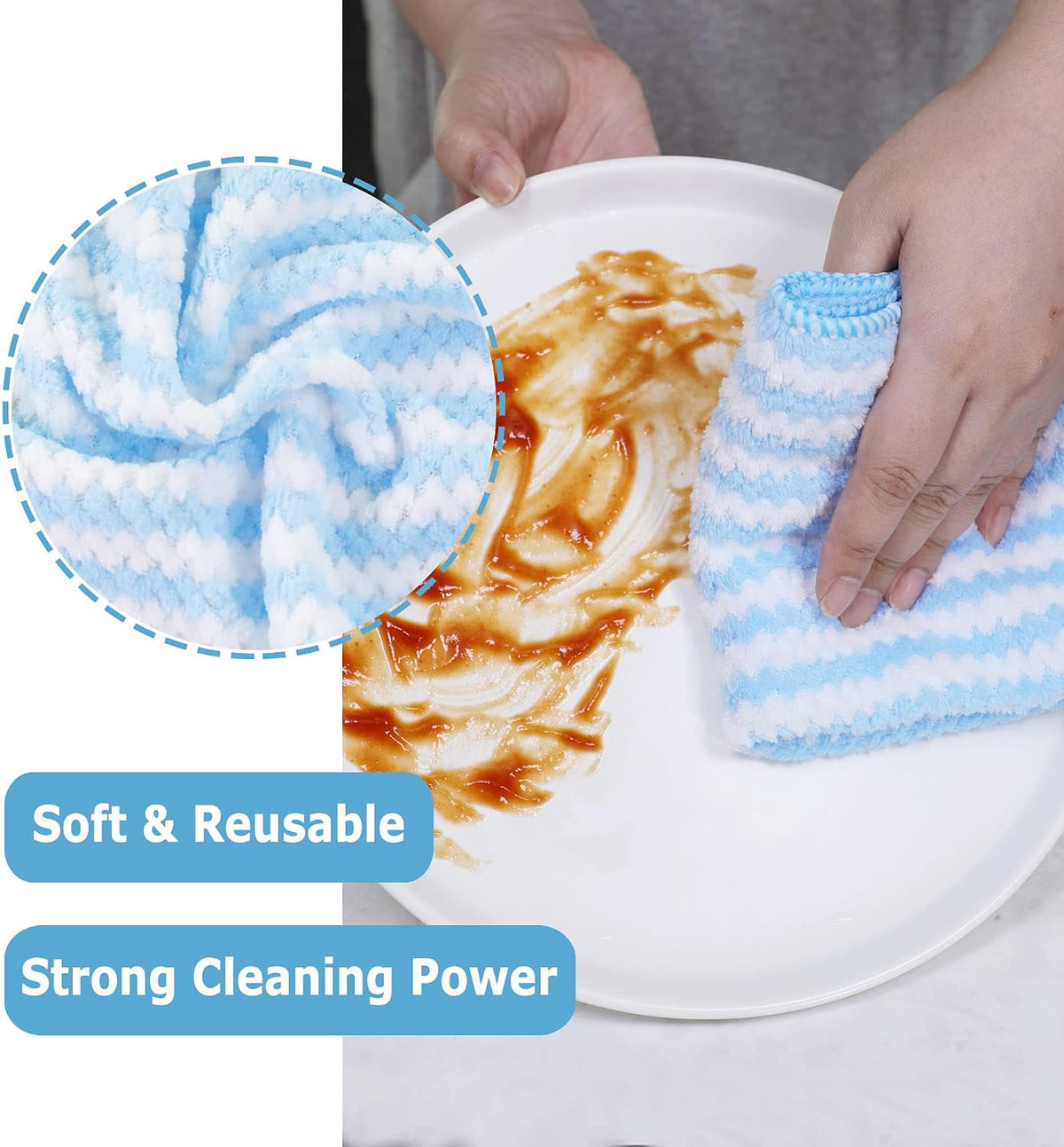 Paquete 10 paños microfibra absorbente 12x12pulg para limpieza