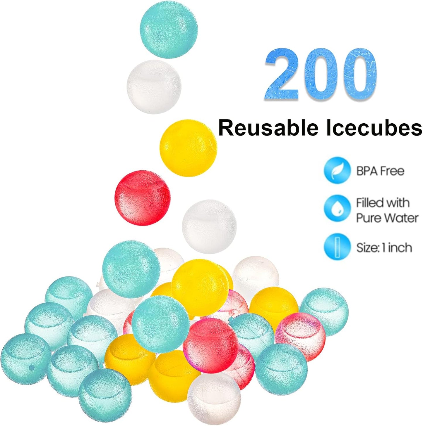 200 Cubos Hielo Reutilizables Plástico Colores Sin BPA