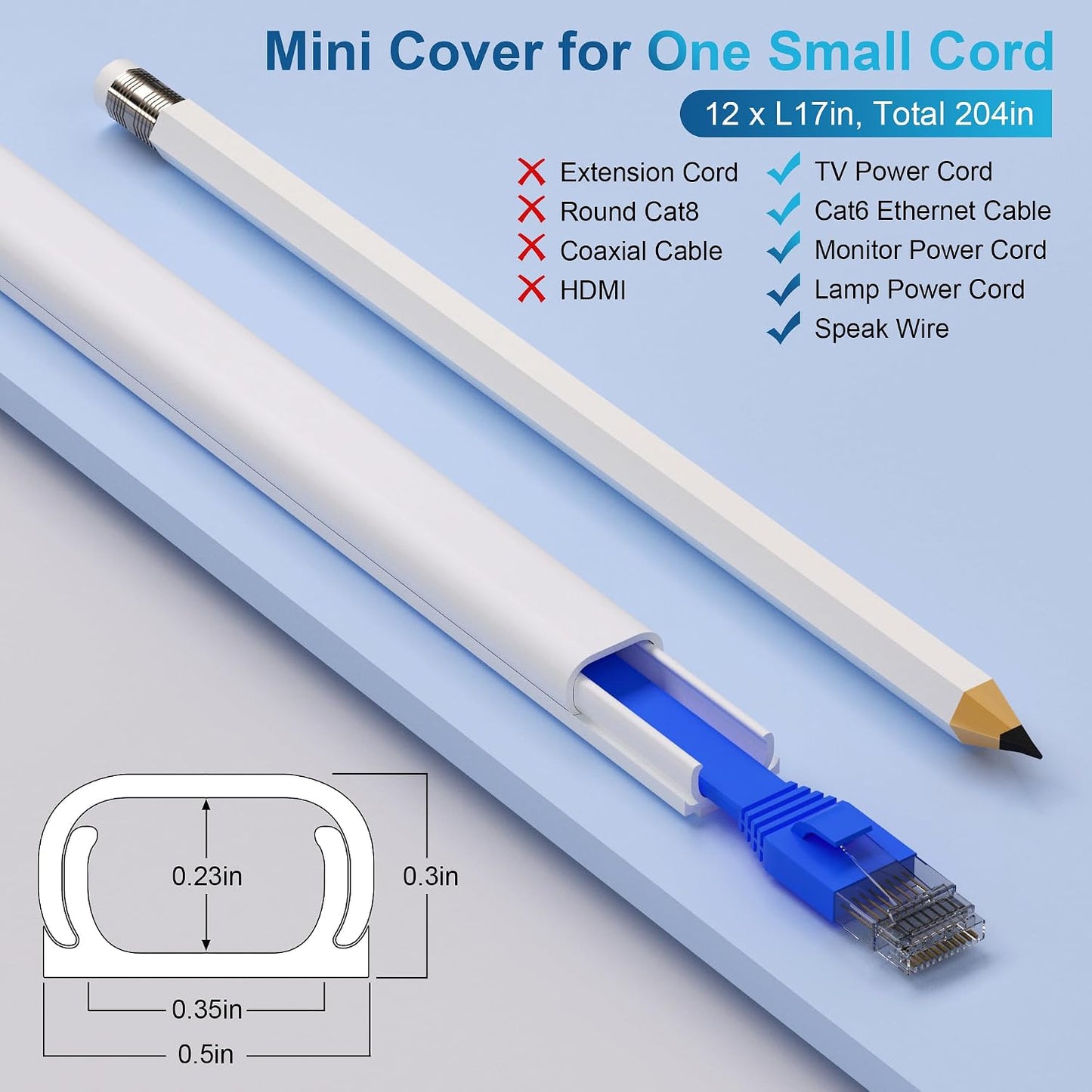 Cubiertas cables pared 204pulg autoadhesivas pintables