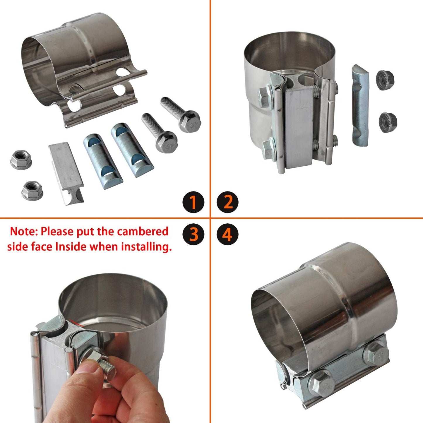 Abrazadera escape 2.5" junta acero inox 2 pzas