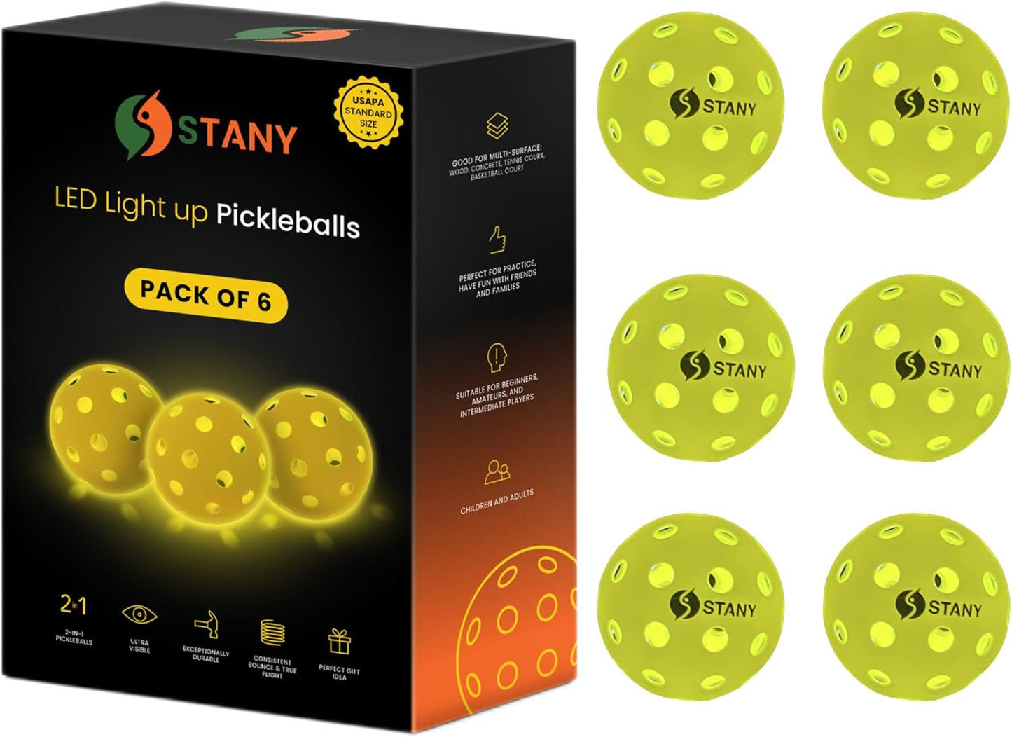 Bolas pickleball LED 40 agujeros visibles para noche