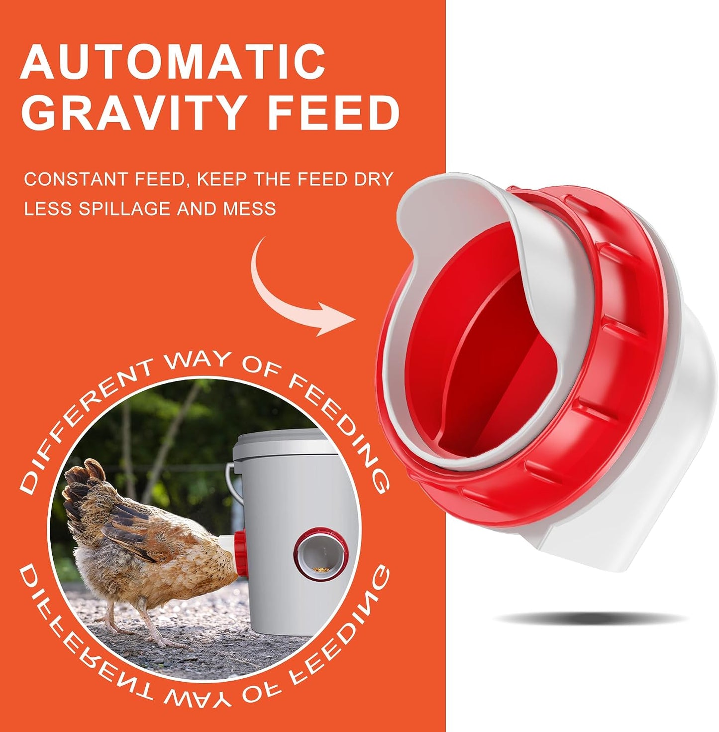 Alimentador automático pollos 8 puertos cubiertas rojo