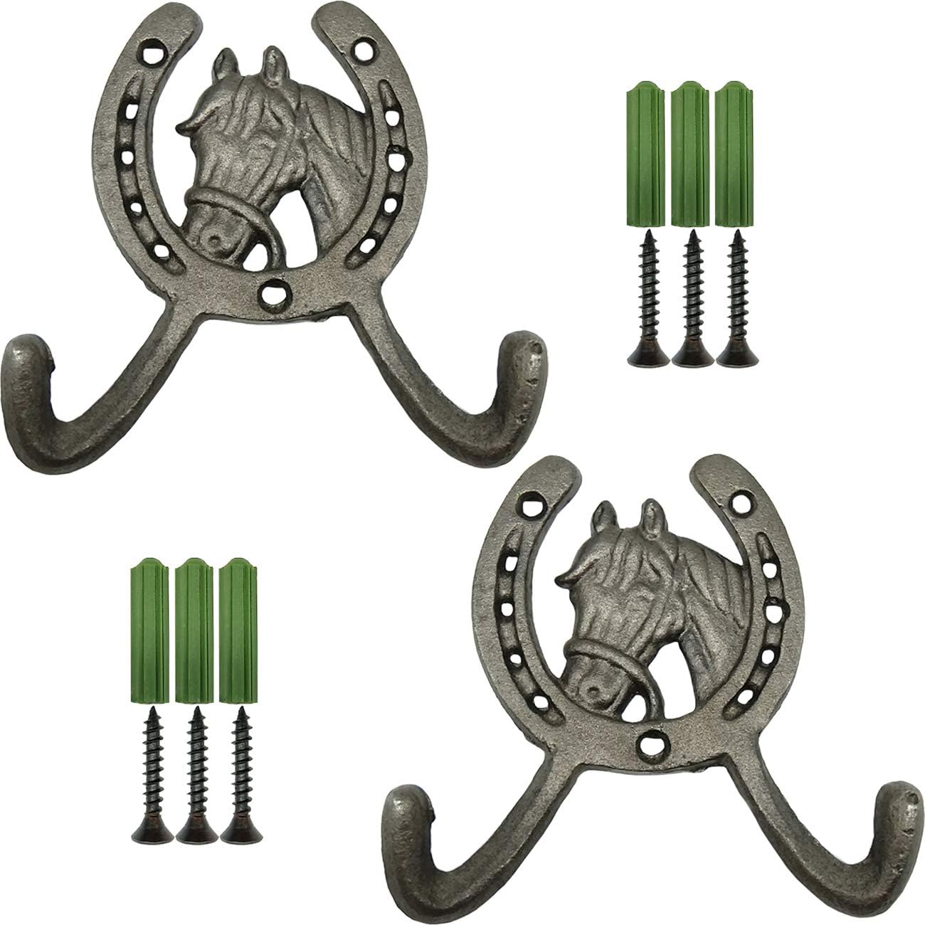 2 Ganchos Hierro Fundido Doble Occidental 4.5"