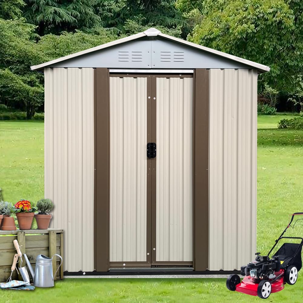 Cobertizo metal 5x3ft con puerta corredera y ventilación