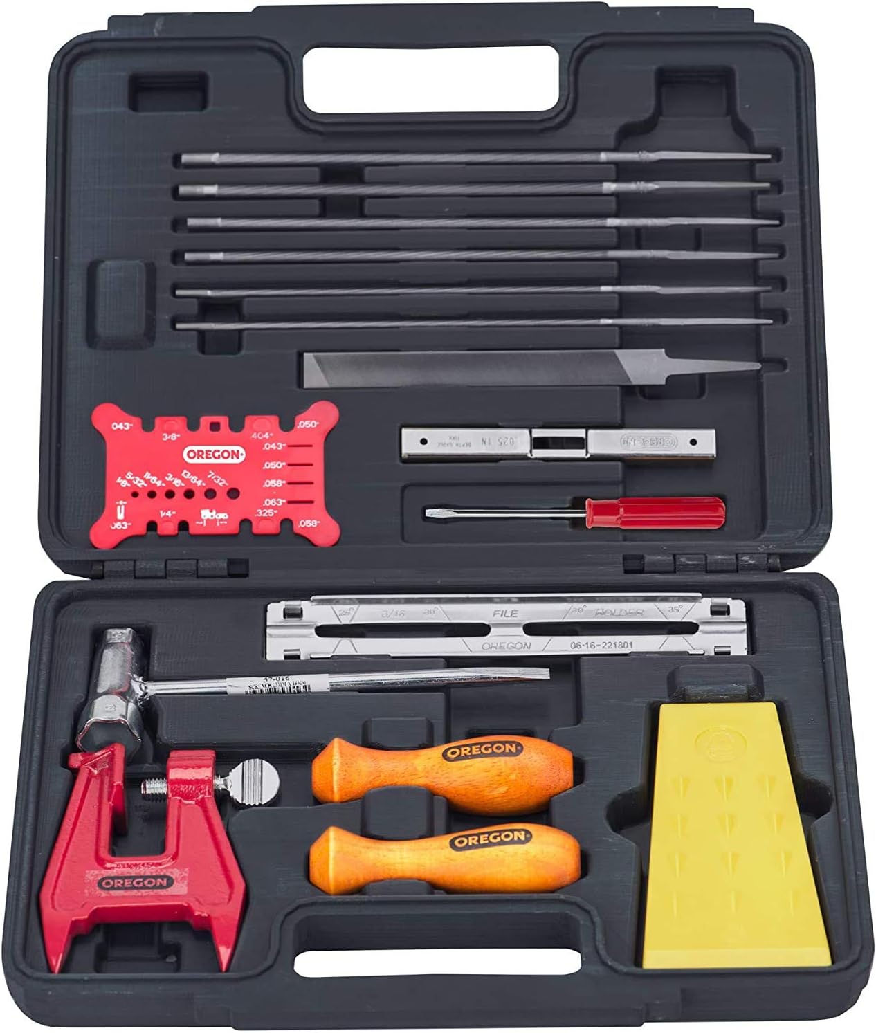 Kit afilado cadena motosierra con estuche limas y accesorios