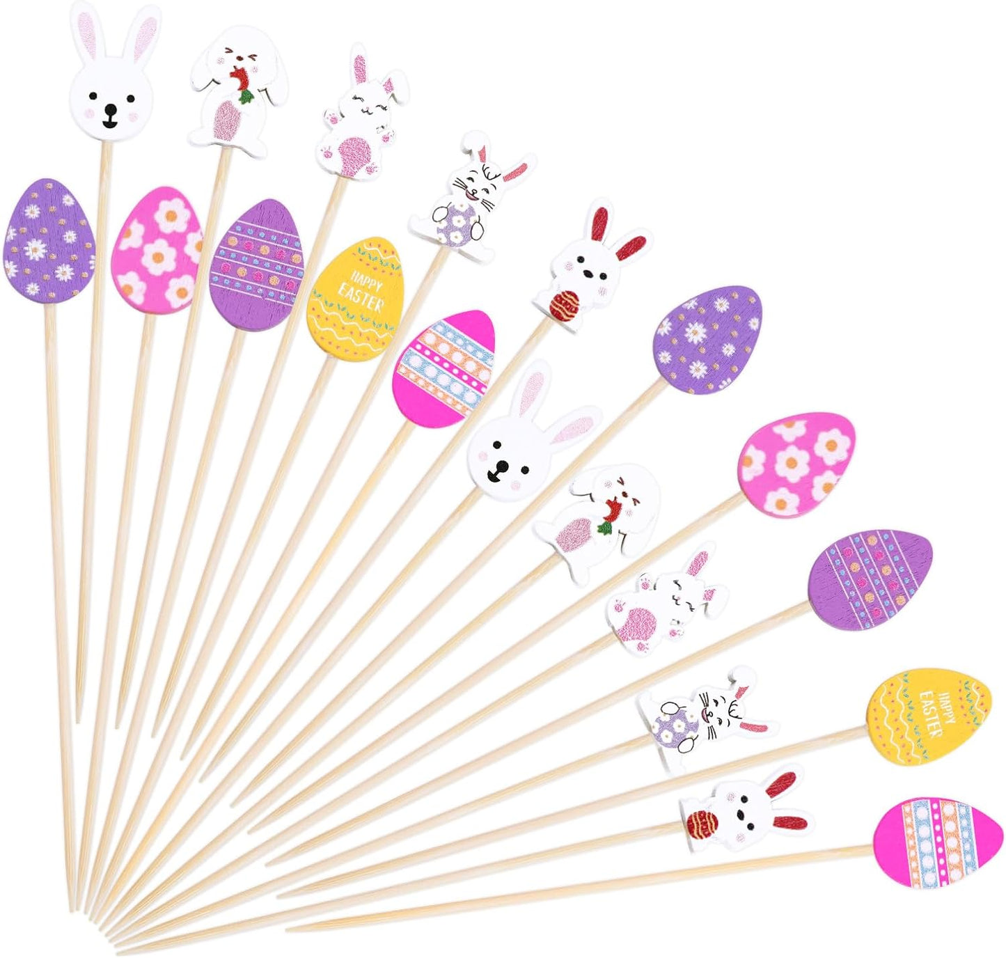 Palillos de dientes decorativos de Pascua de bambú natural 4.7 pulgadas