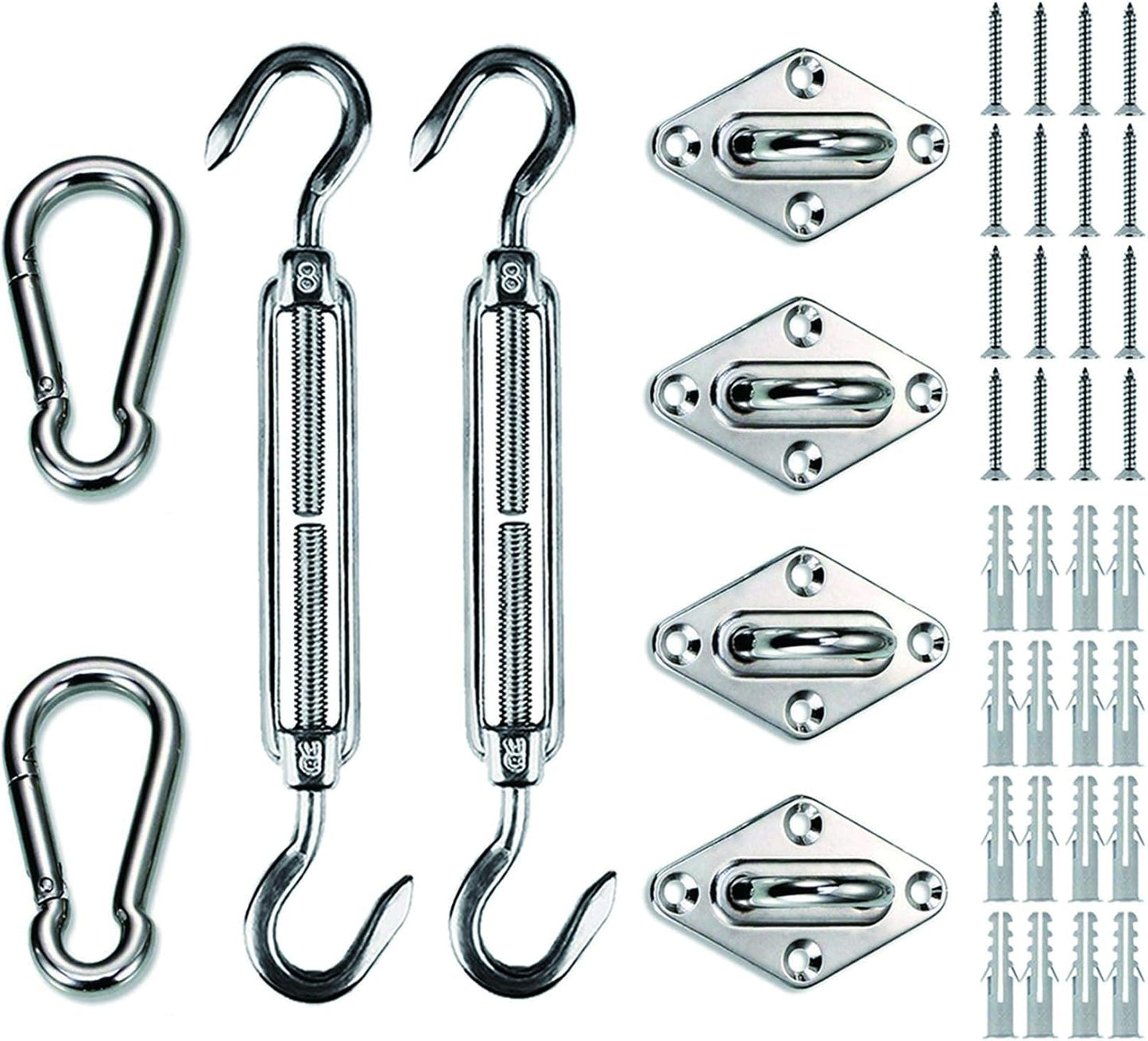 Kit herrajes vela sombra rectangular acero inox 8"