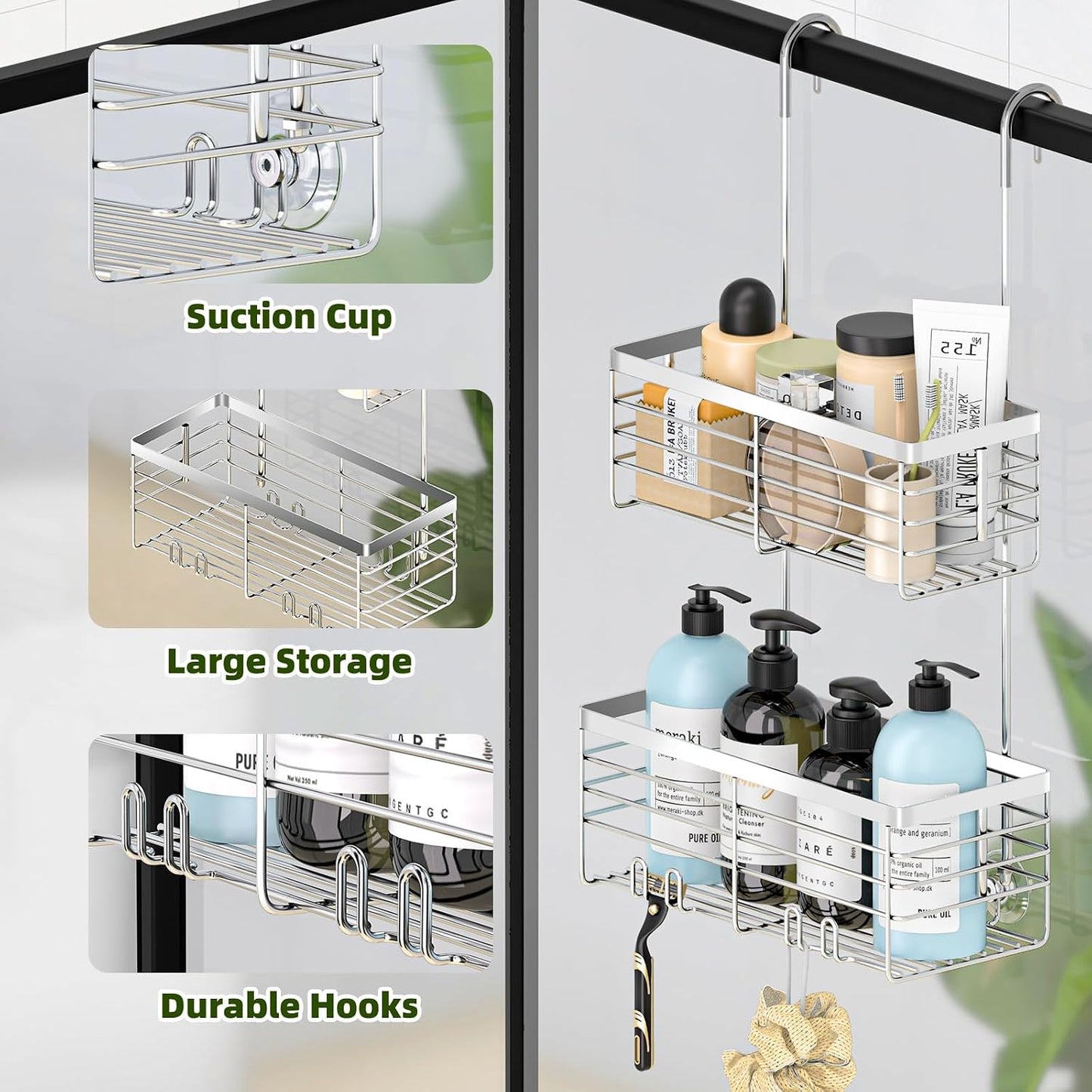 Estante ducha acero inox 304 2 niveles plateado