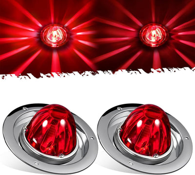Kit 2 luces sandía vidrio rojo LED acero inox base Peterbilt