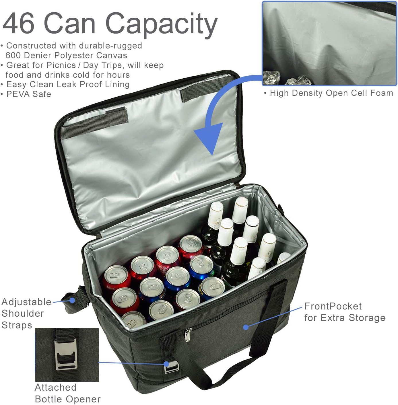 Enfriador plegable aislado para 46 latas