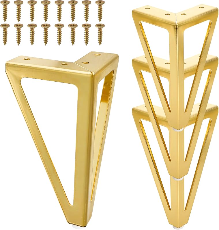 Set 4 patas doradas para muebles 6pulg metal moderno
