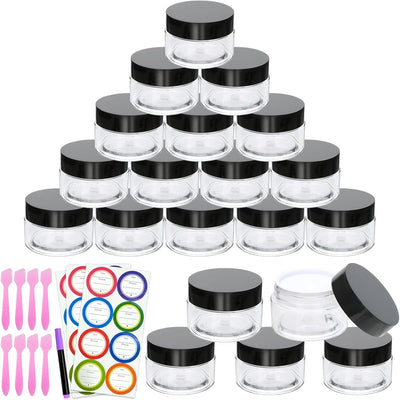 20 Tarros Plástico 1oz con Tapas para Cosméticos