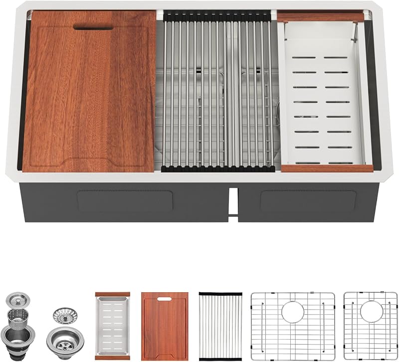 Fregadero cocina doble tazón acero inox 30"