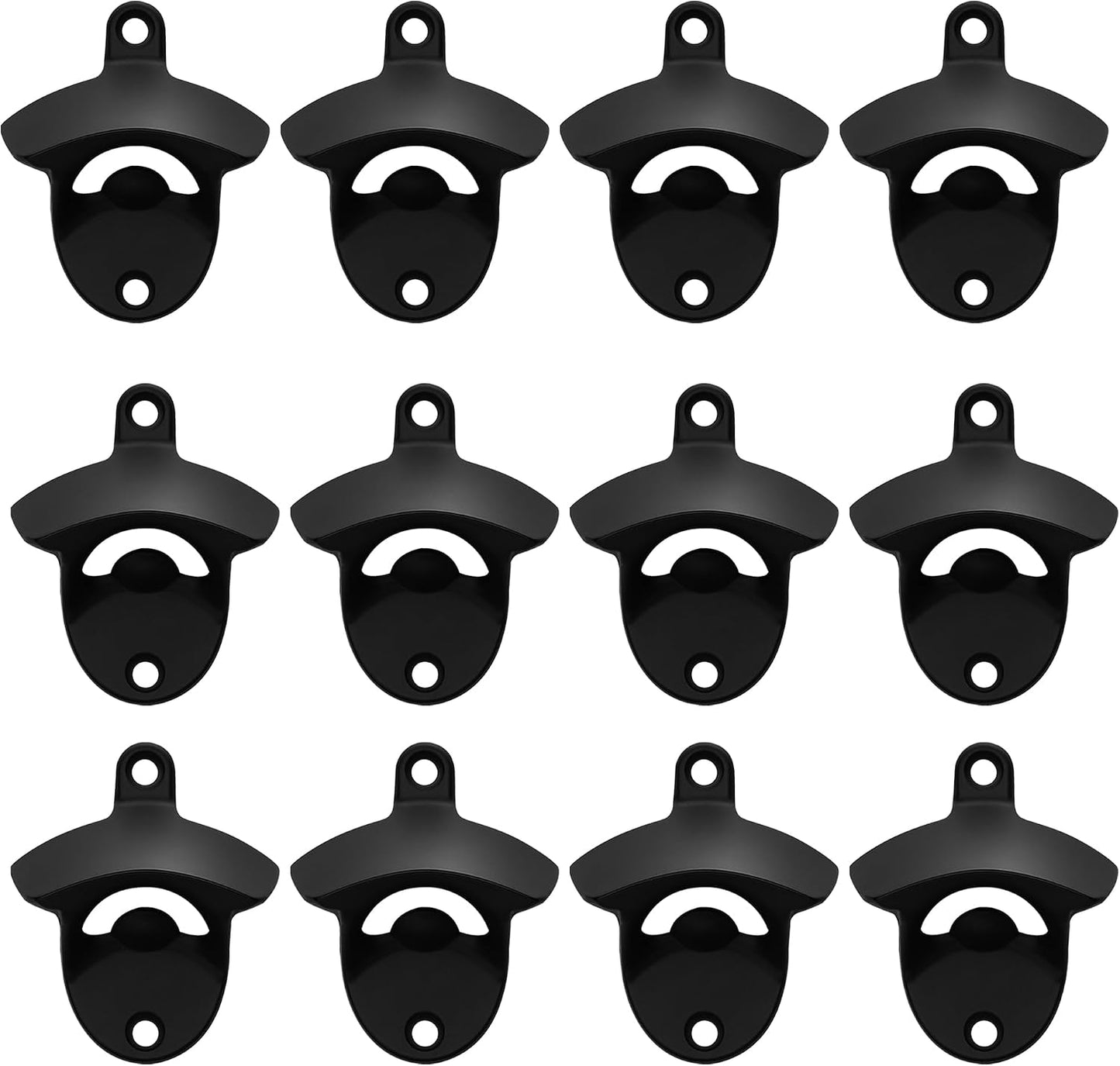 12 Pzas Abrebotellas Negro Tapa Inox Pared Madera