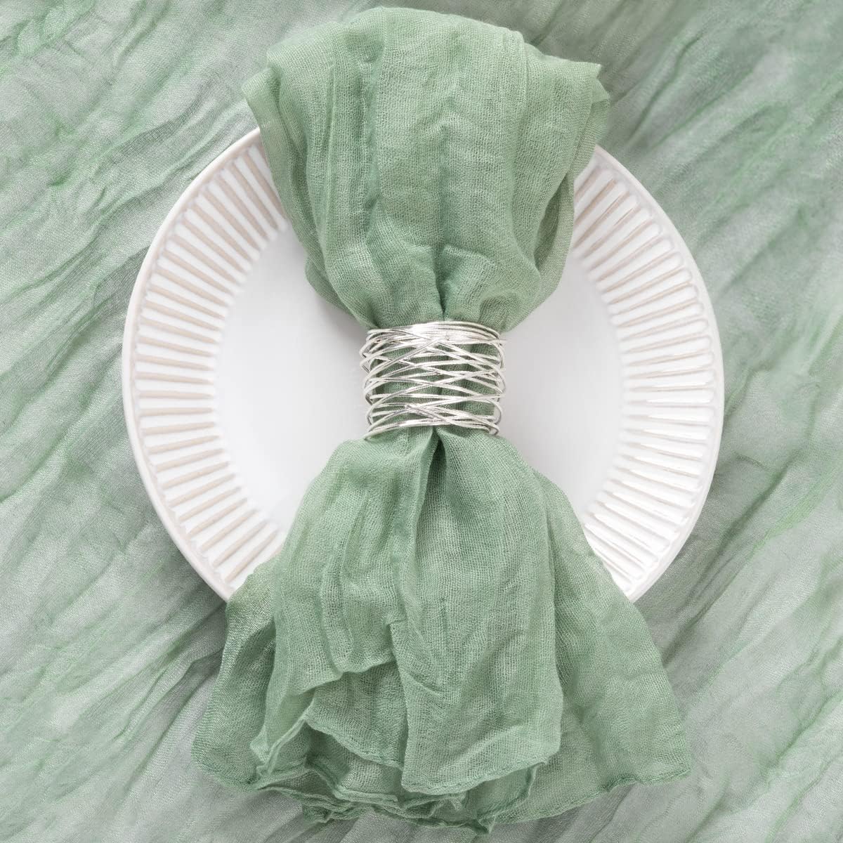 100 Servilletas Gasa Verde Salvia 21x21pulg Bodas Fiestas