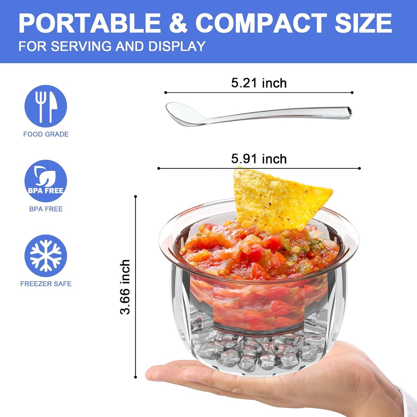 2 Pzas Tazones Acrílico 16oz para Salsa y Aperitivos