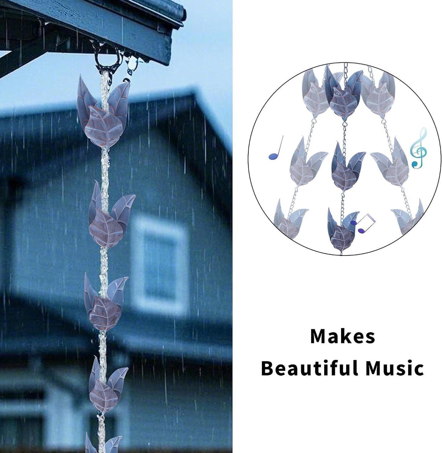 Cadena lluvia decorativa hierro 8.5ft 12 copas colectoras