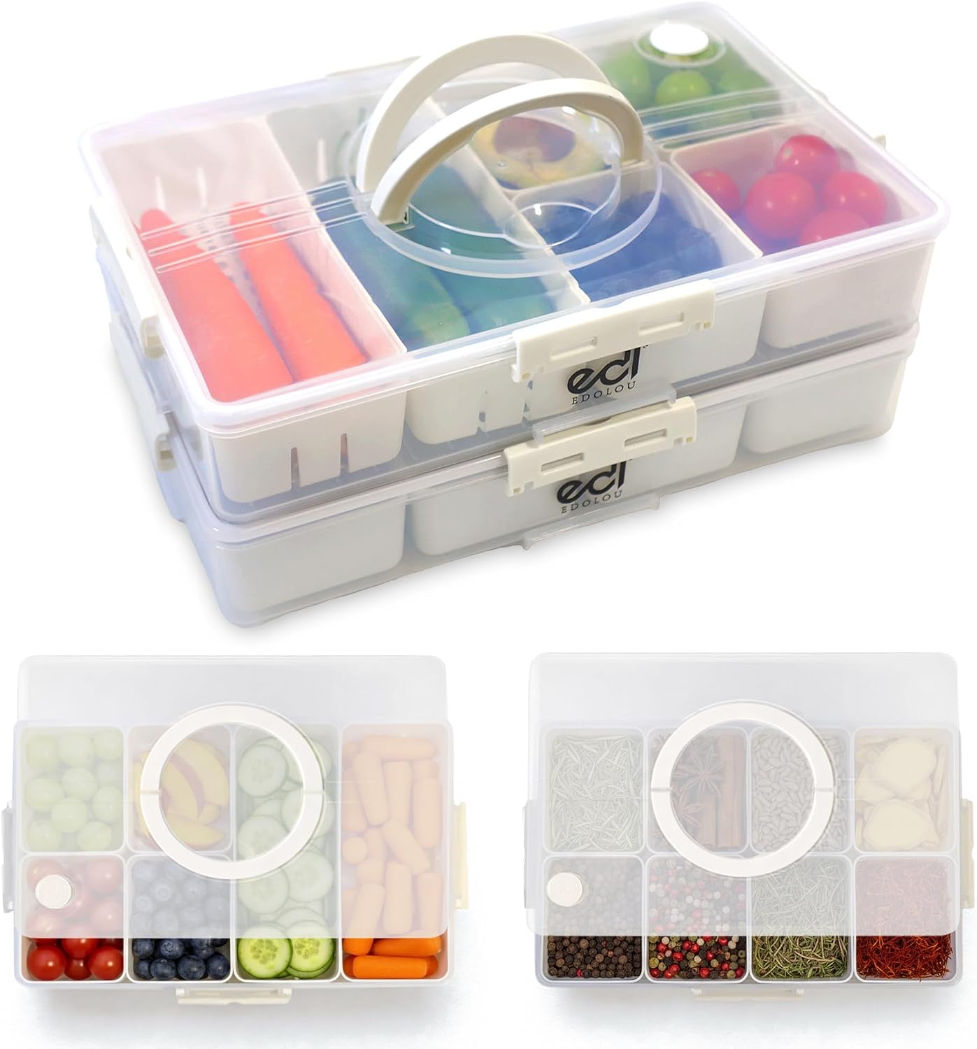 Caja aperitivos apilable 14 compartimentos reutiliz.