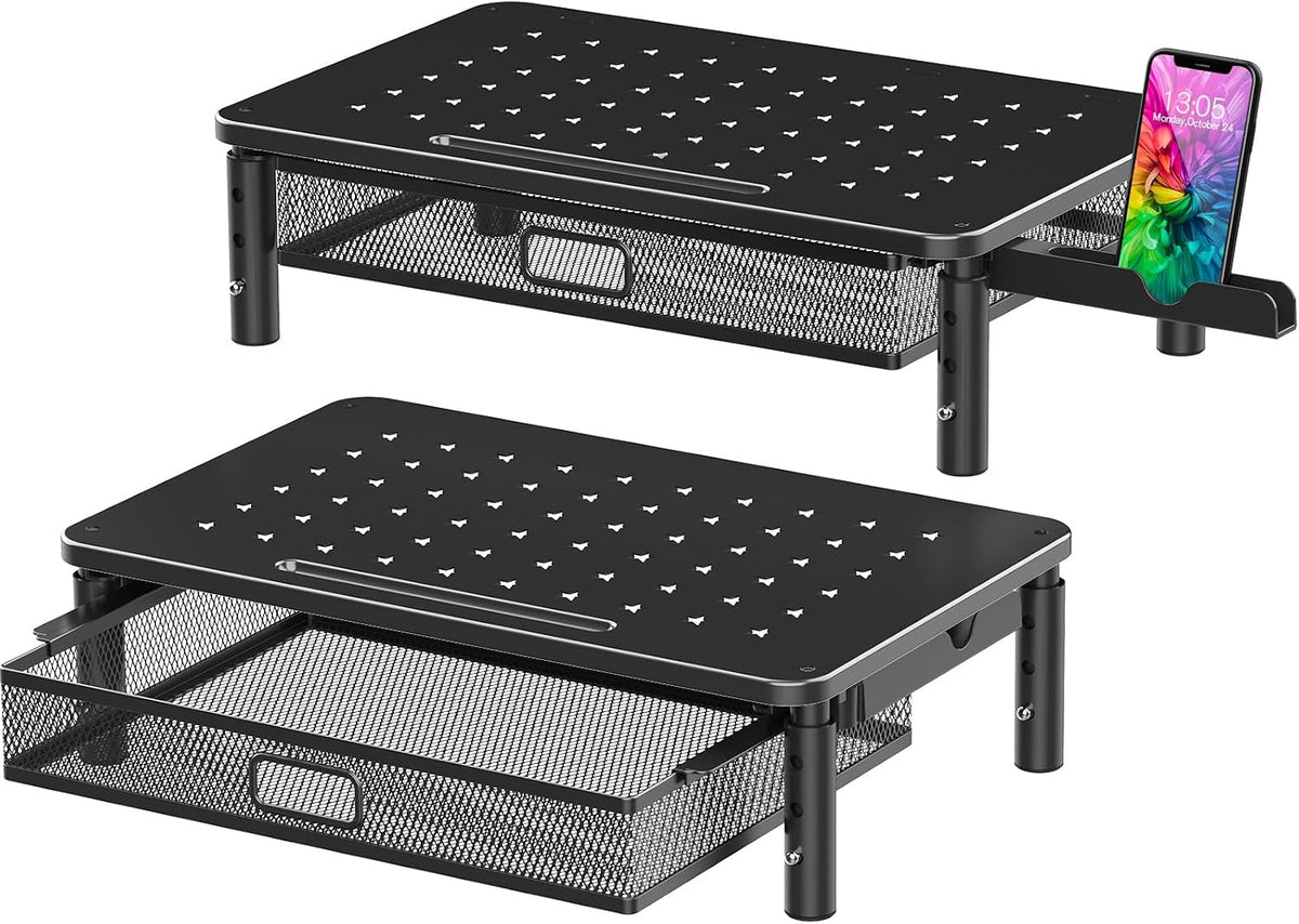 2 Soportes Elevadores Monitor 3 Alturas Cajón Metal