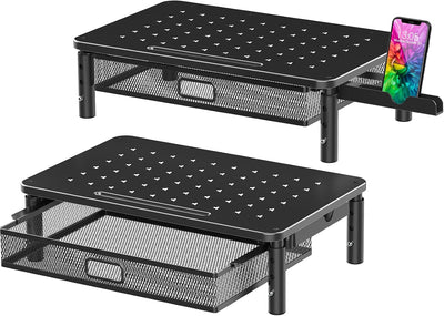 2 Soportes Elevadores Monitor 3 Alturas Cajón Metal