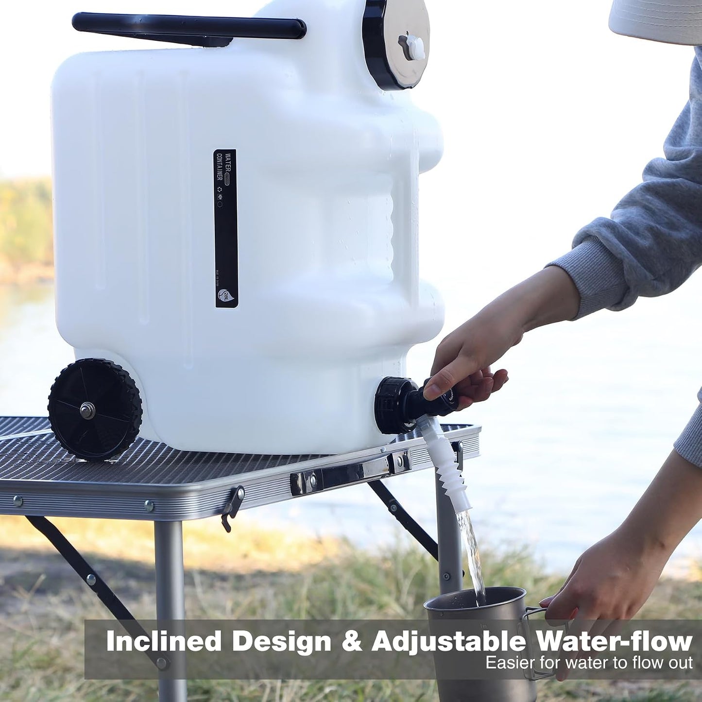 Tanque agua 28L sin BPA con ruedas y espita campamento