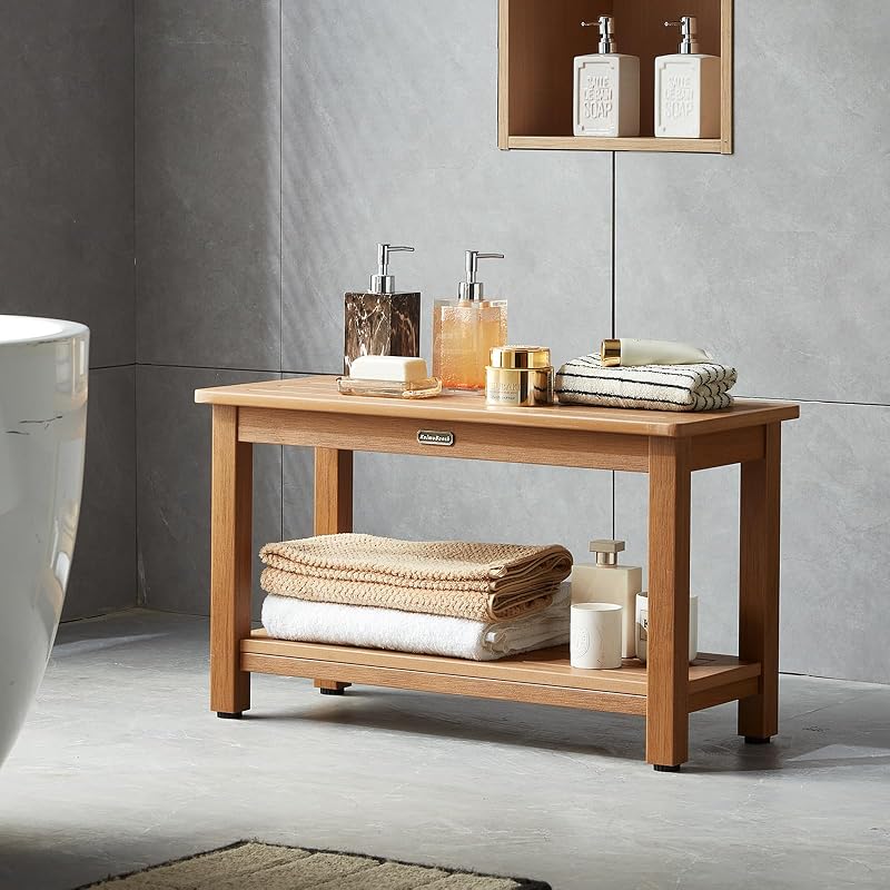Asiento ducha grande 30" madera poli silla baño HDPS