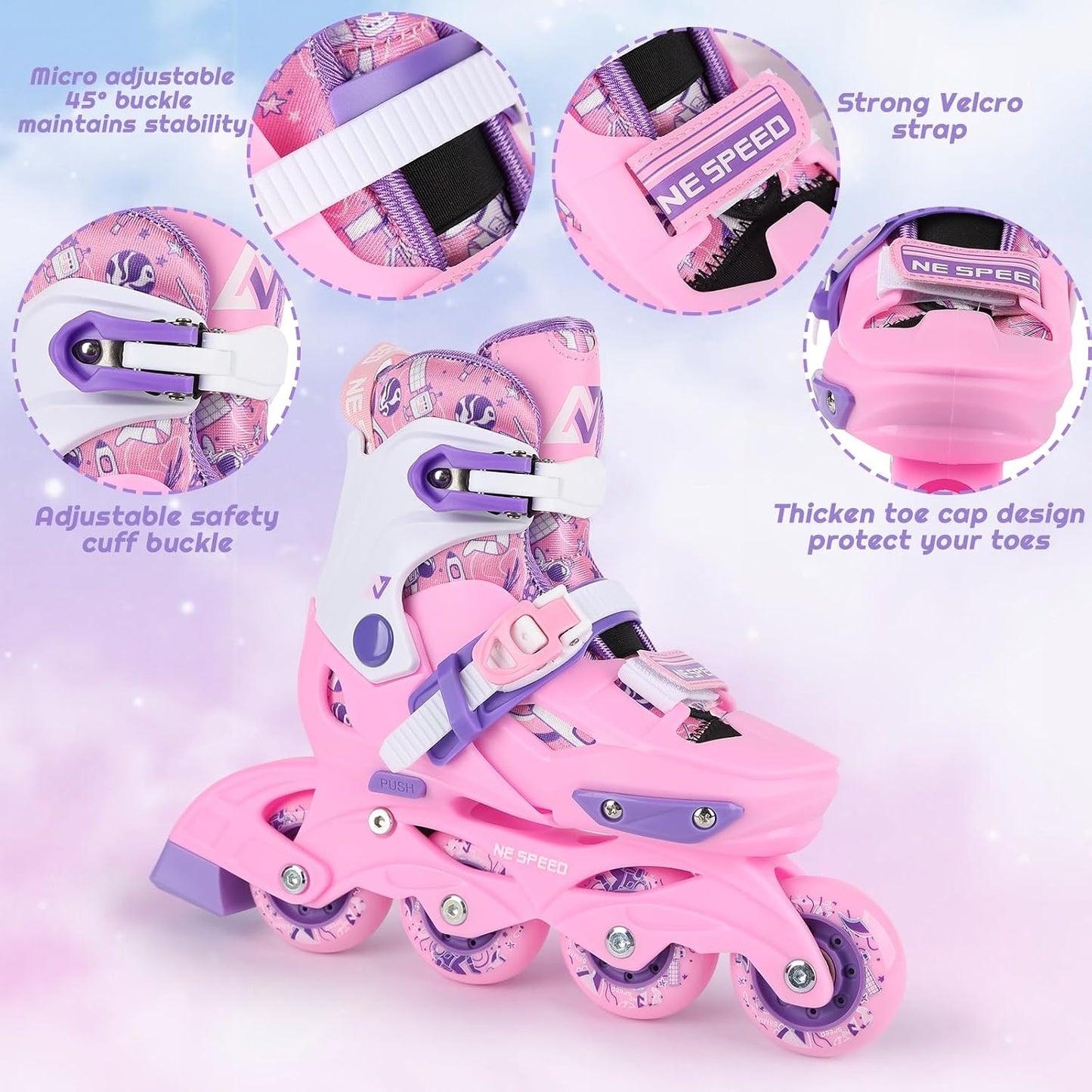 Patines Inline Ajustables para Niños con Luces y Protección