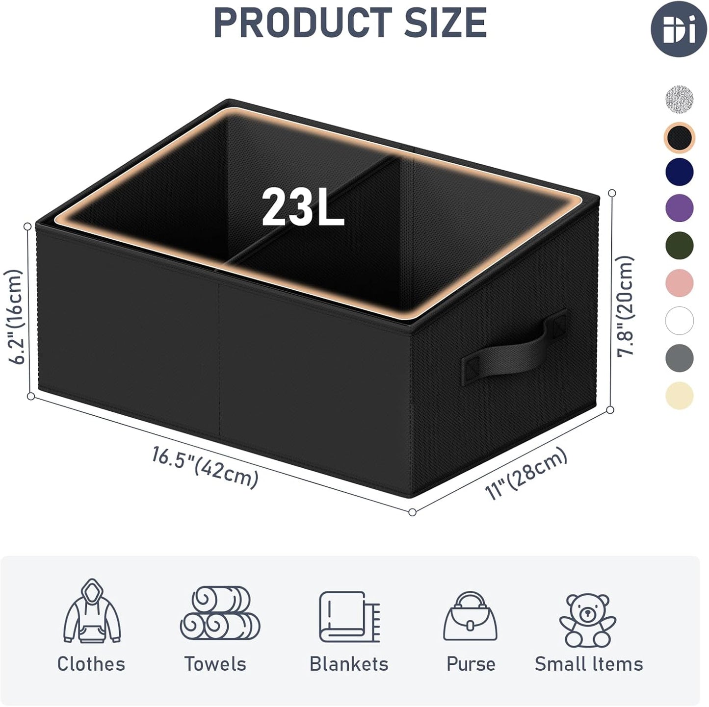 Cestas plegables armario con asas y divisor 5 pzas