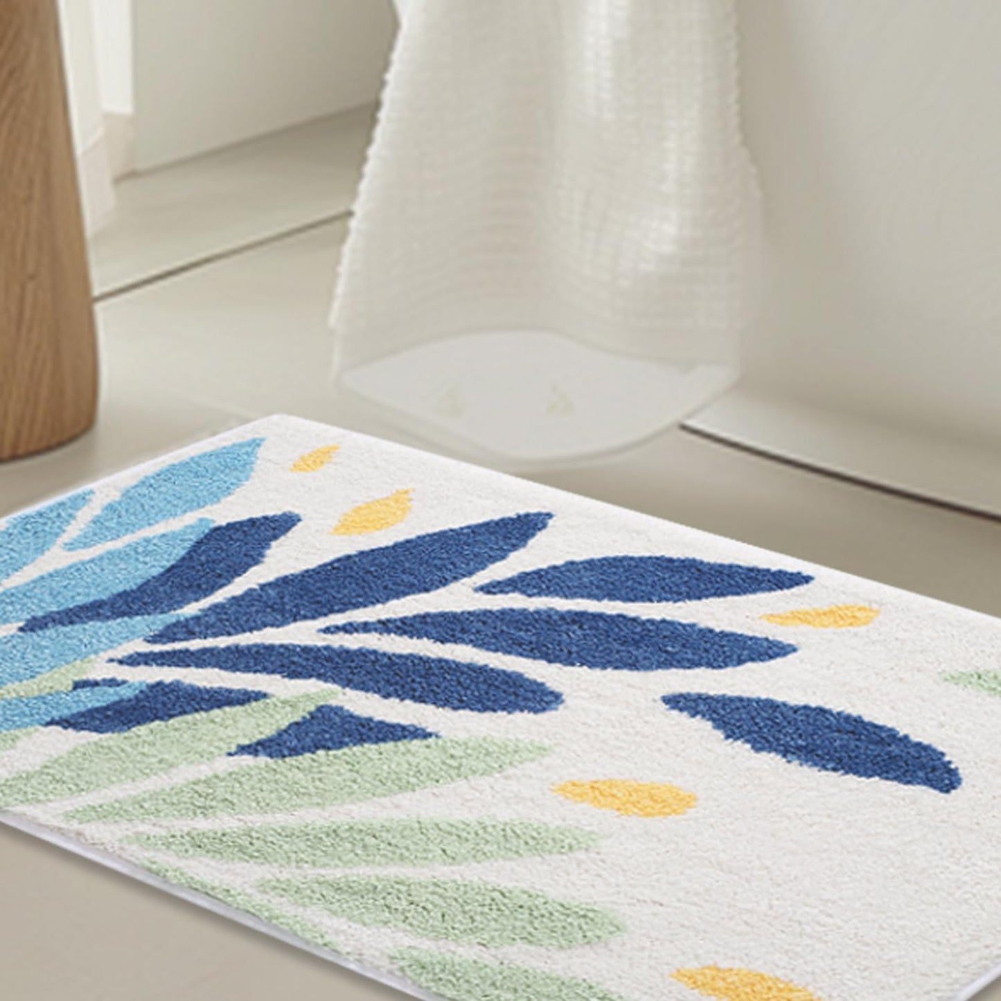 Tapete baño microfibra antideslizante 16x24pulg verde azul