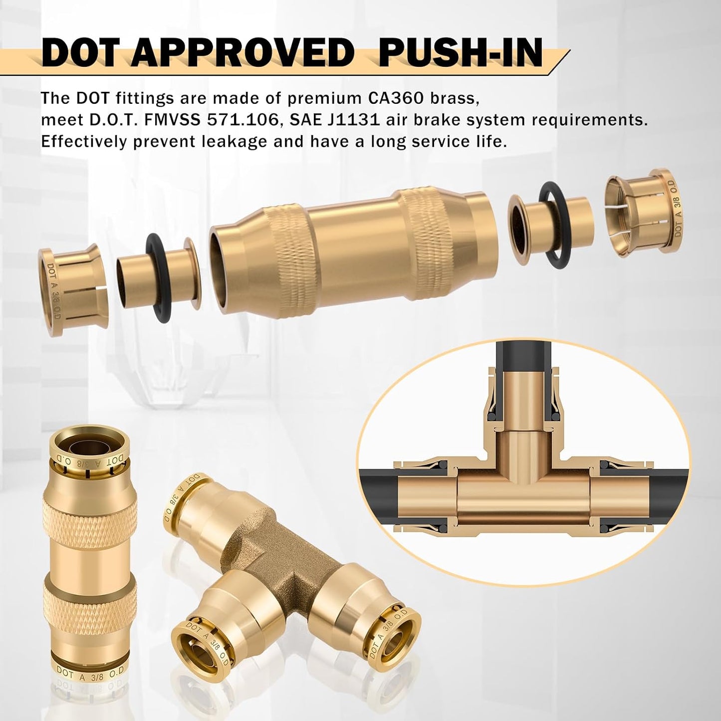 Kit 35 Pzas Accesorios Aire Latón DOT 1/4 3/8 1/2