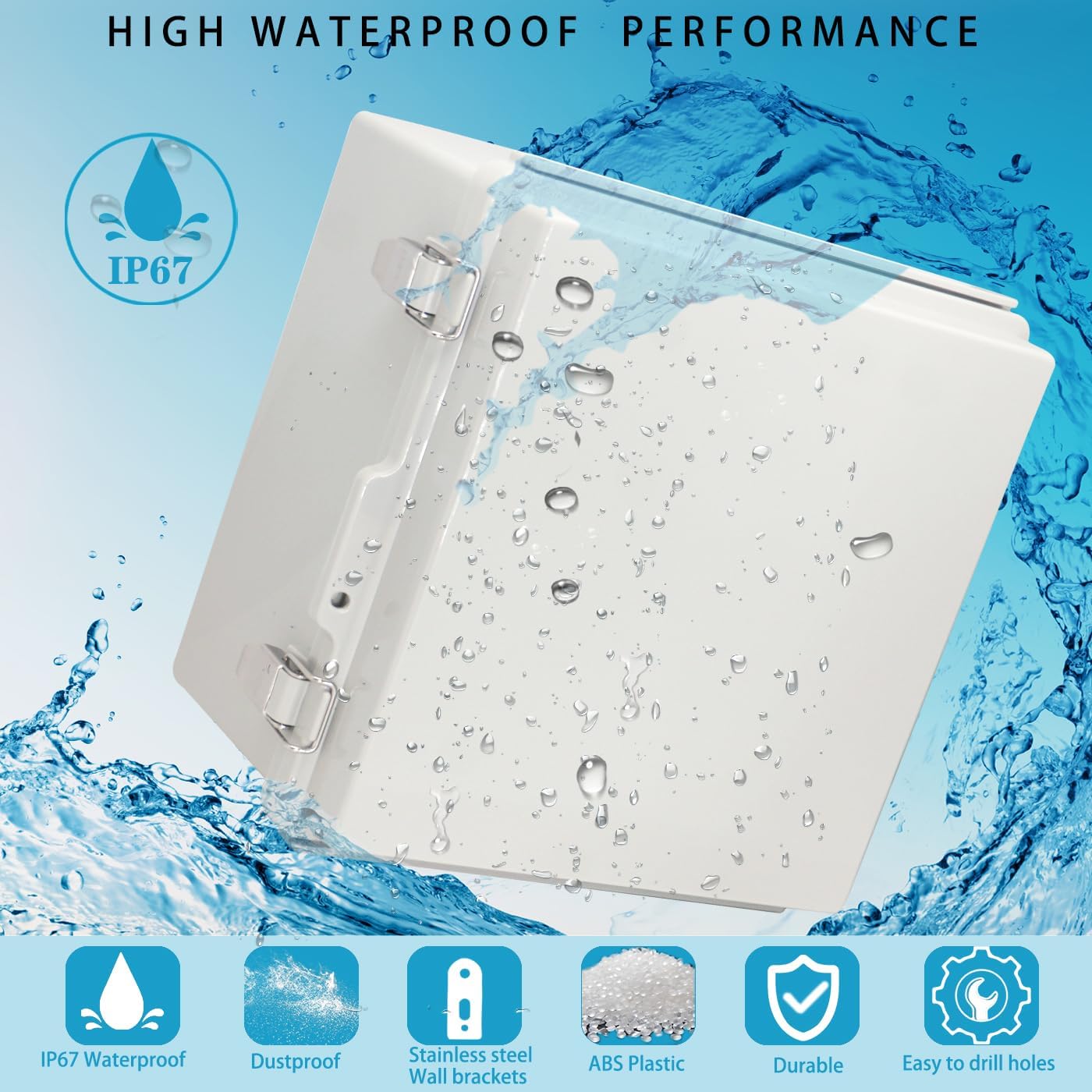 Caja eléctrica IP67 con placa montaje acero inox cubierta gris