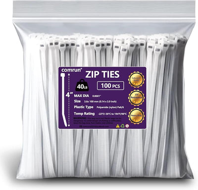 Bridas plástico blanco 4pulg 100uds
