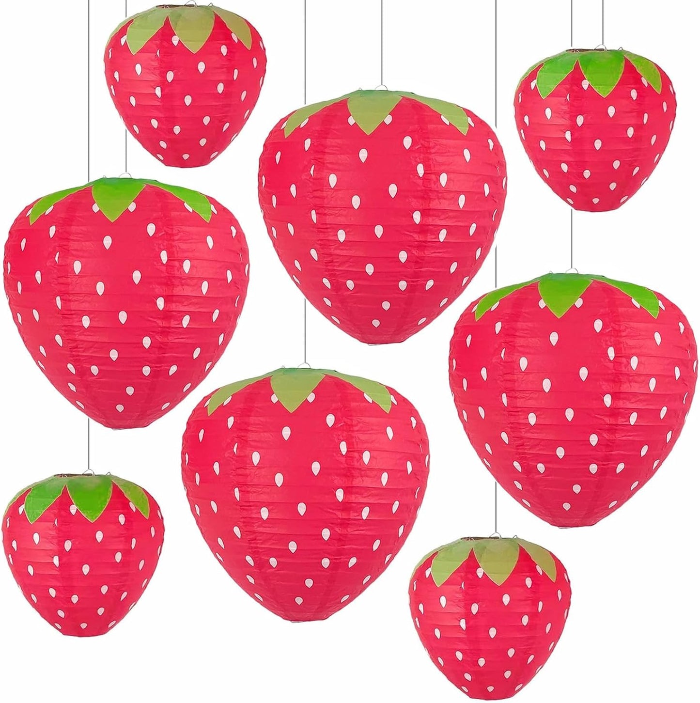 Faroles fresa colgantes 8 y 12pulg decoración fiesta rojo