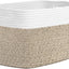 Cesta tejida para estante 15x10x9" con asas blanco marrón