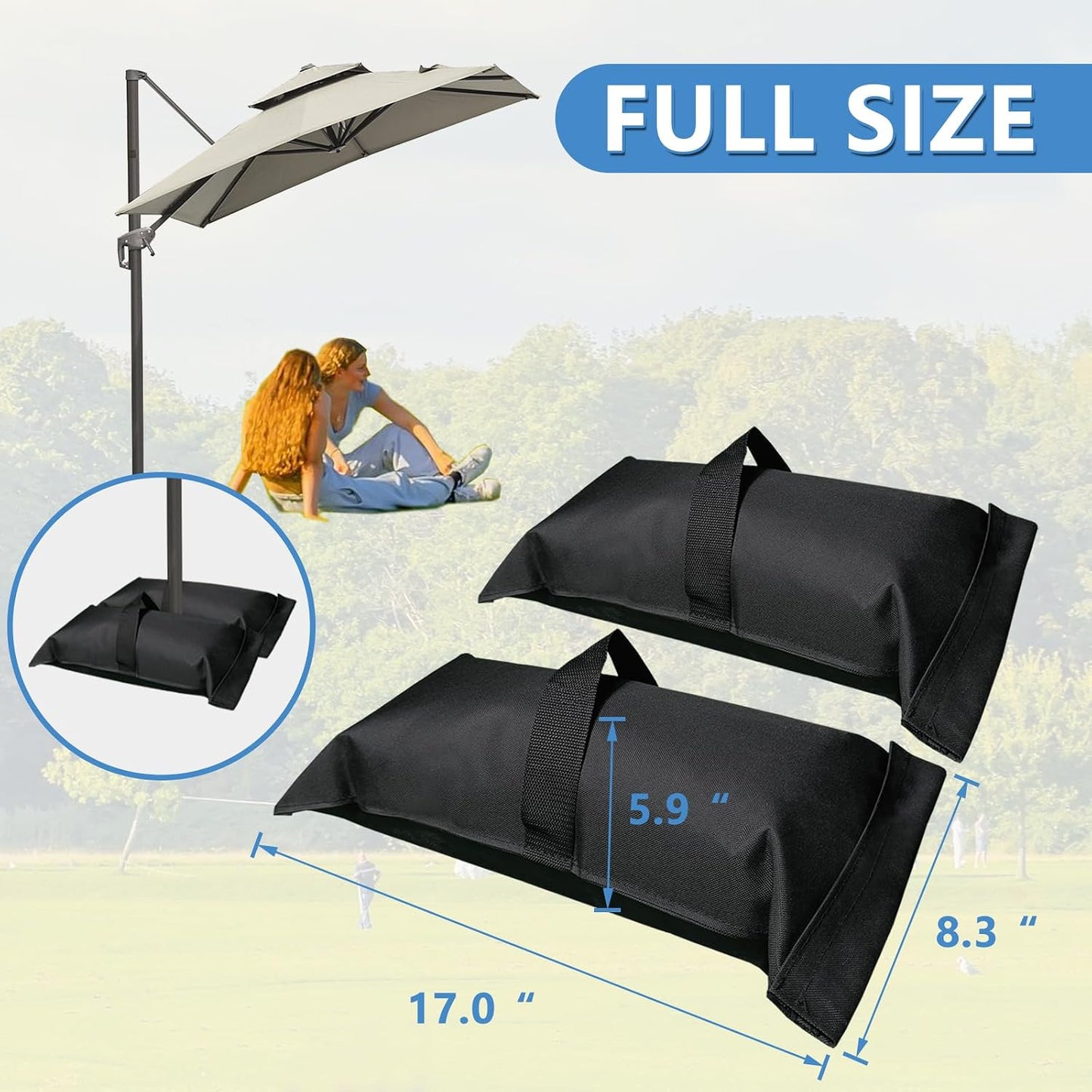 Bolsas arena rellenables 60lb para sombrilla jardín 2 negro
