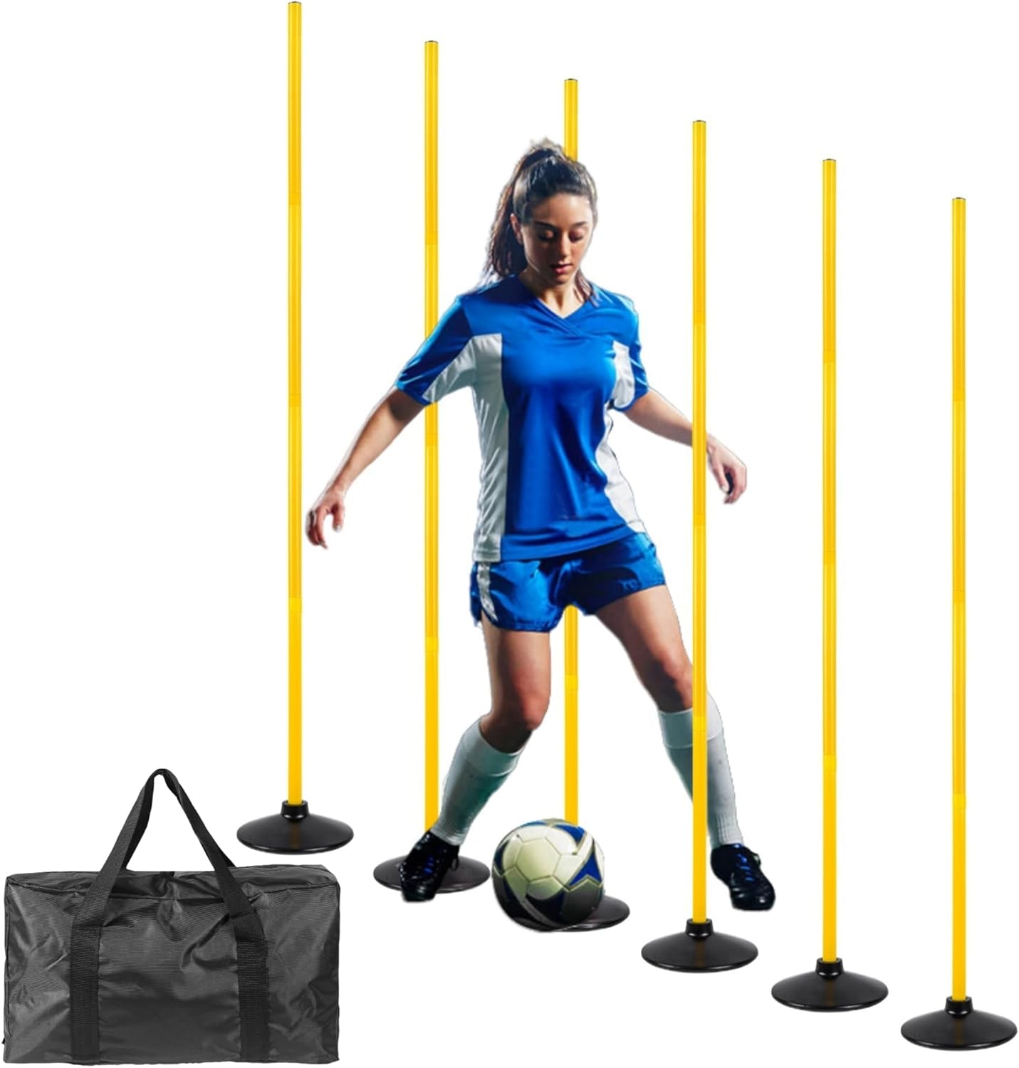 6 Pzas Poles Entrenamiento Agilidad 5ft con Base Goma
