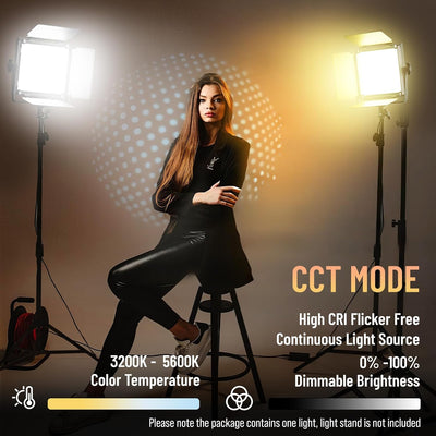 Luz LED bicolor estudio 3200K-5600K CRI 96 con soporte U y funda