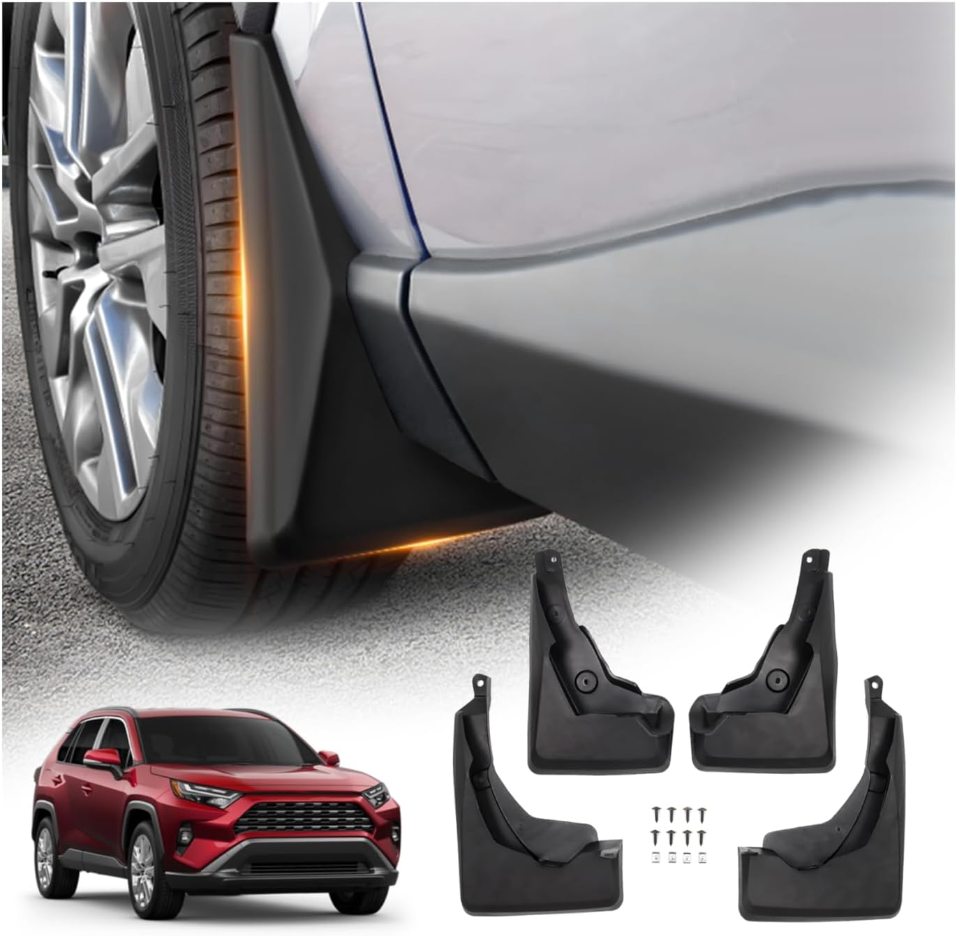Set 4 Guardabarros RAV4 ABS Negro Moldeados