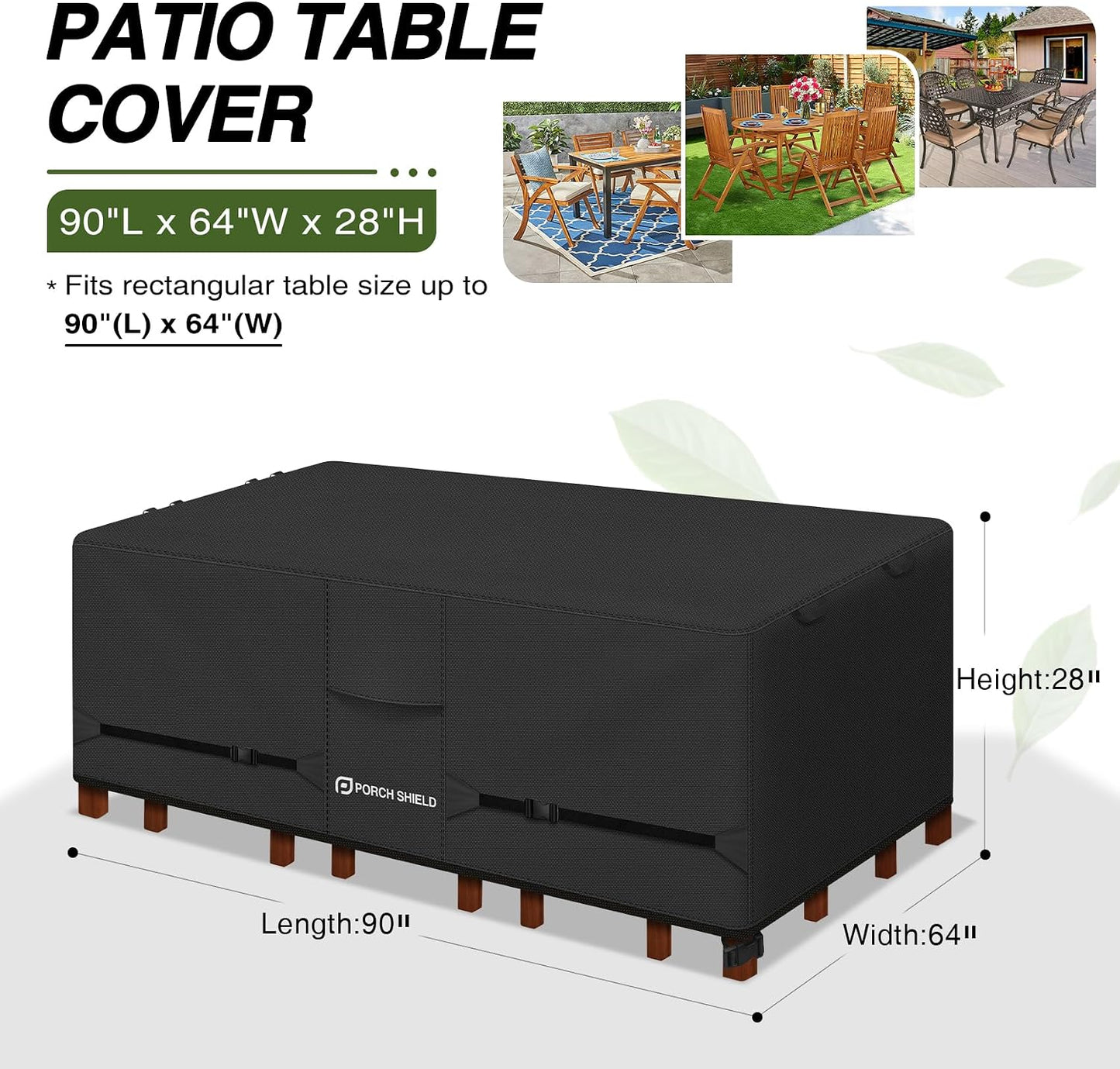 Funda mesa patio impermeable 90x64" color negro