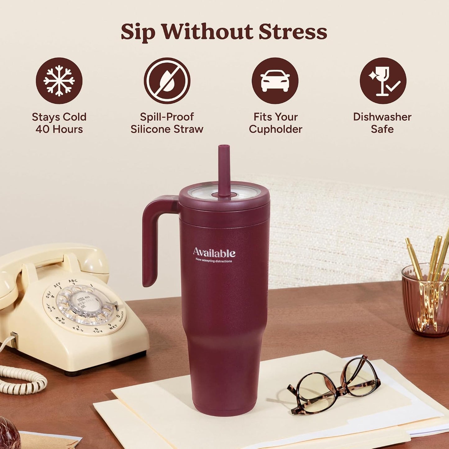 Vaso térmico vacío 40oz con pajita silicona tapa Tritán