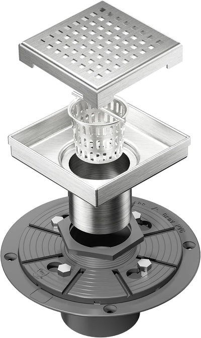 Drenaje ducha cuadrado 4pulg rejilla extraible acero inox 304