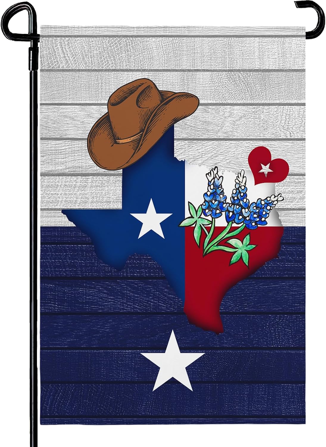 Bandera Texas Bluebonnet para jardín poliéster doble cara