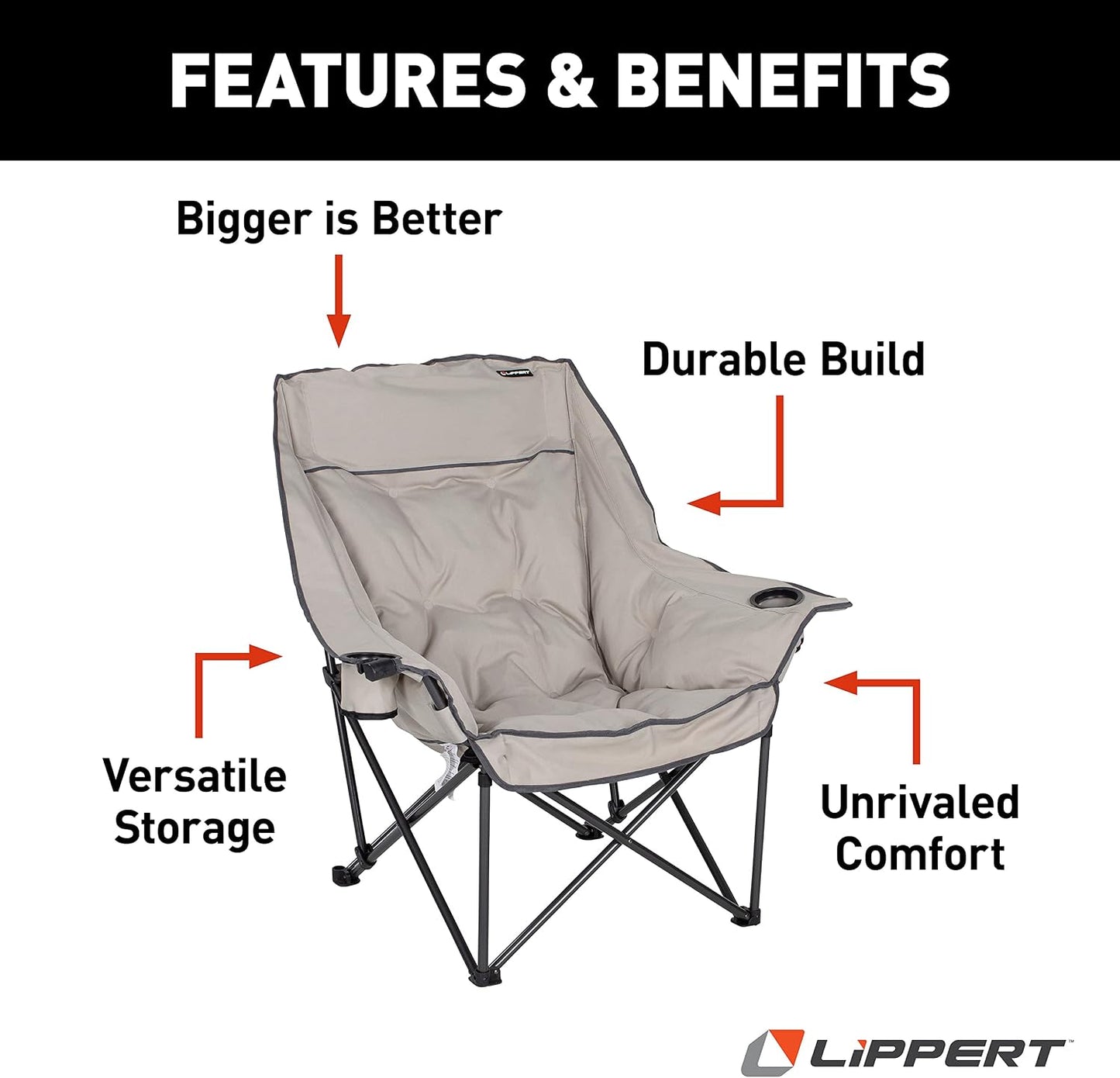 Silla acolchada campamento 400lb portavasos dobles
