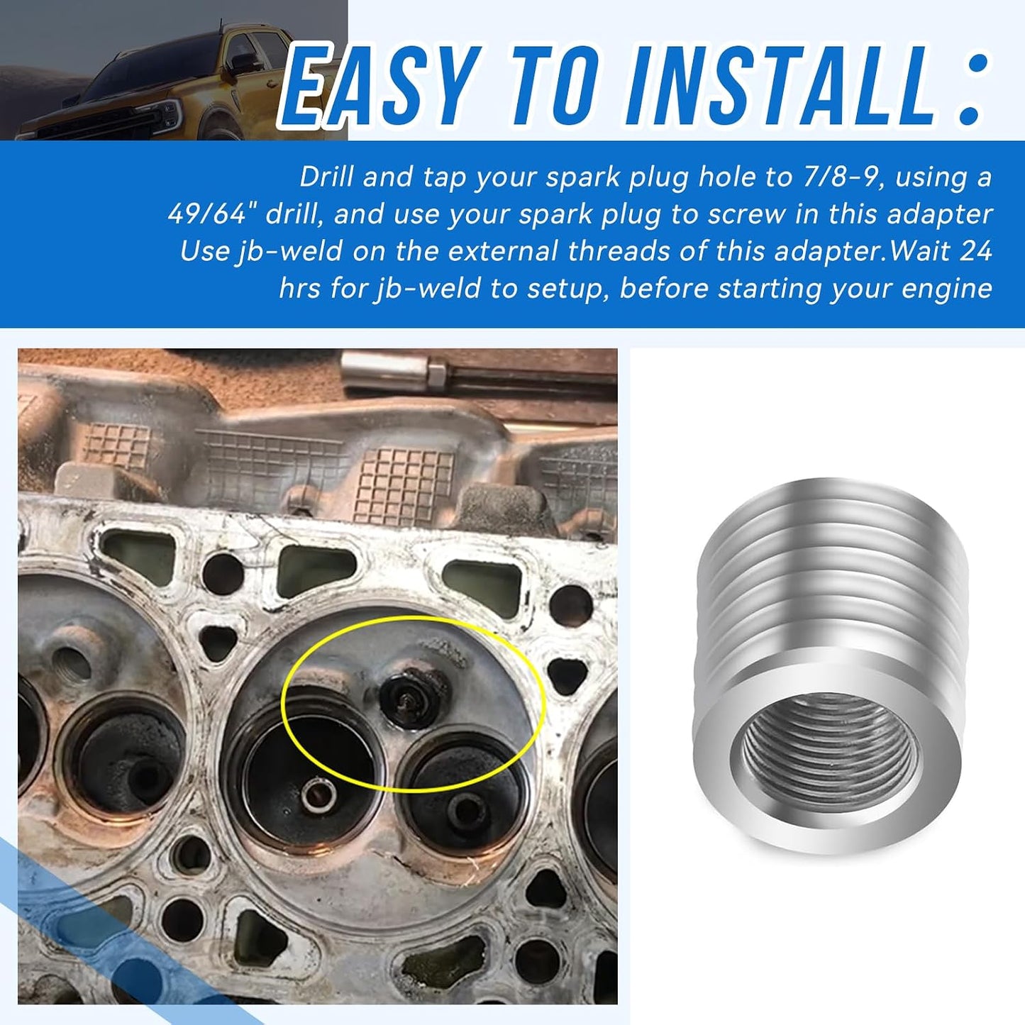 Inserto extra grande para cabezal Ford 4.6L 5.4L 2 válvulas
