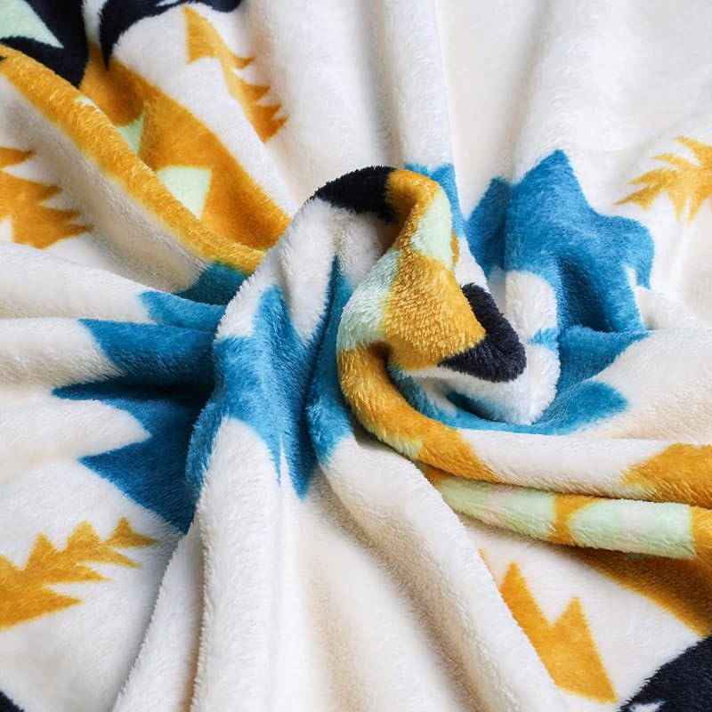 Manta forro polar Navajo Aztec 60x80 blanca