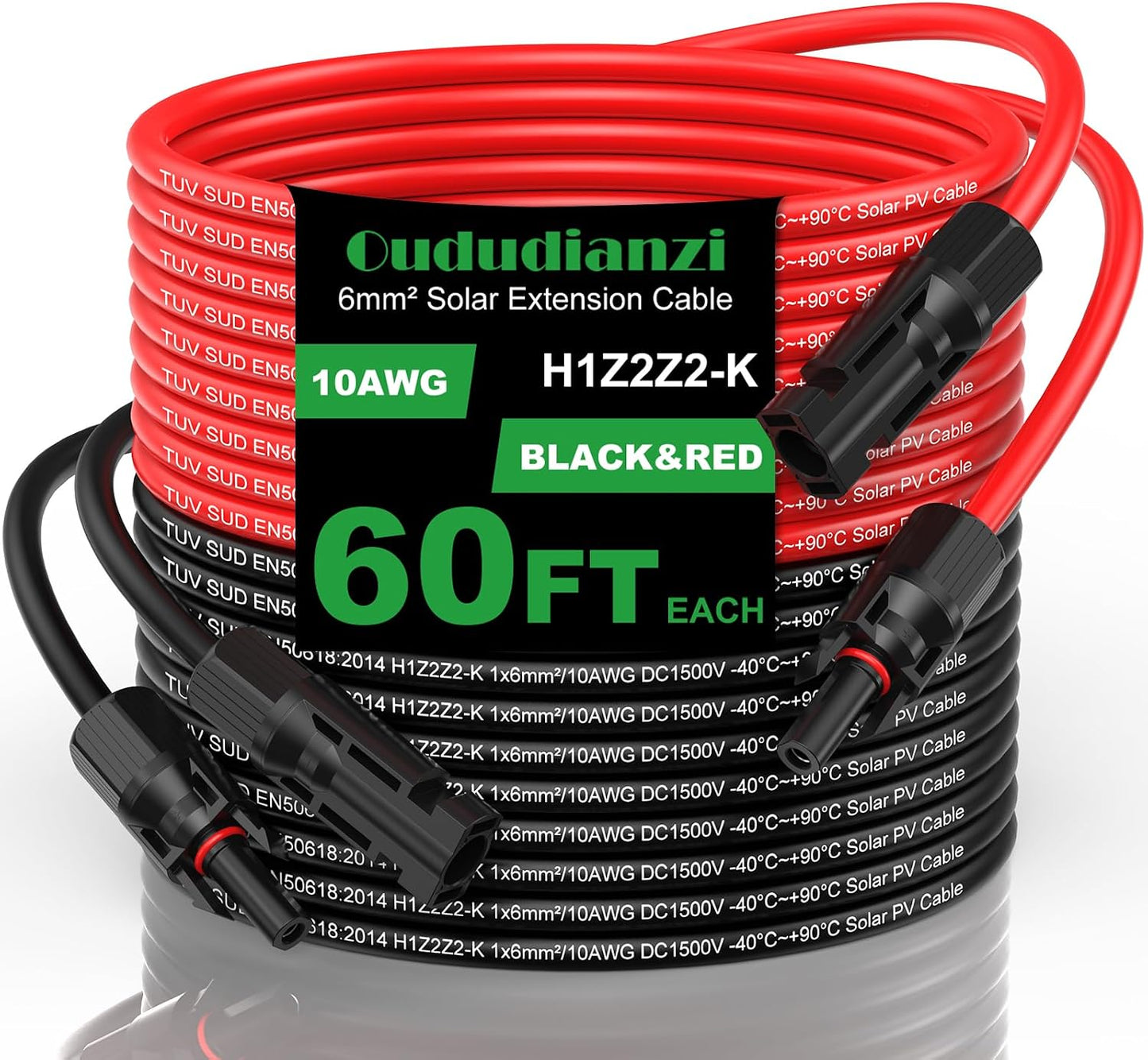 Cable extensión solar 10AWG 60" para techos y RV