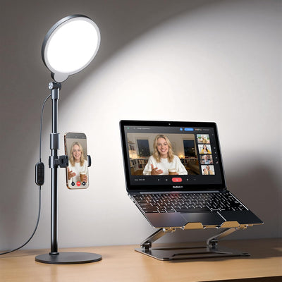Anillo luz regulable soporte escritorio 30 modos videoconferencia