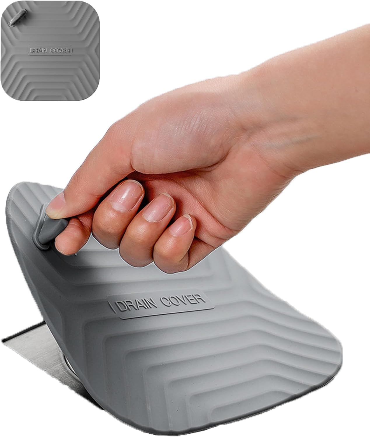 Tapón drenaje ducha cuadrado silicona 5.9pulg gris